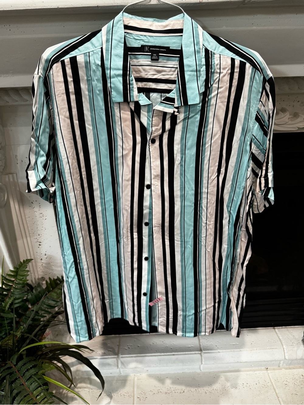 INC International Concepts Men's Short-Sleeve Stripe Shirt - Blue, Black, White